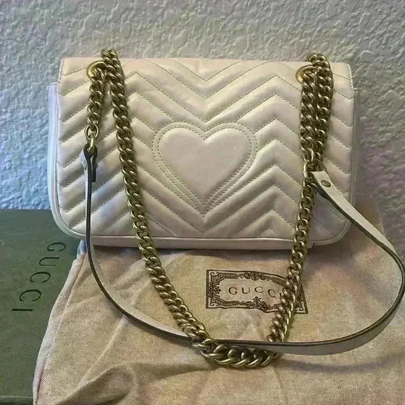 GG MARMONT MINI SHOULDER BAG - white leather - Picture 3 of 5